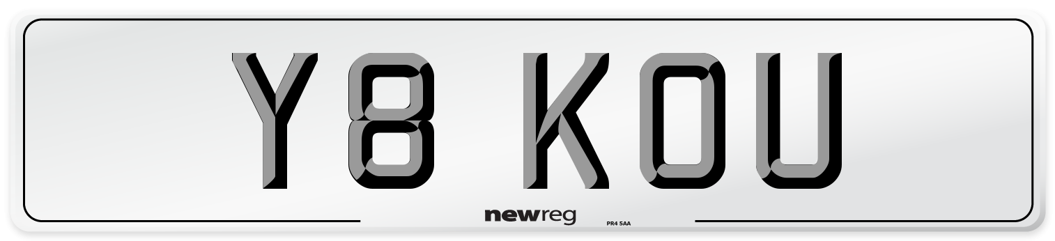 Y8 KOU Number Plate from New Reg